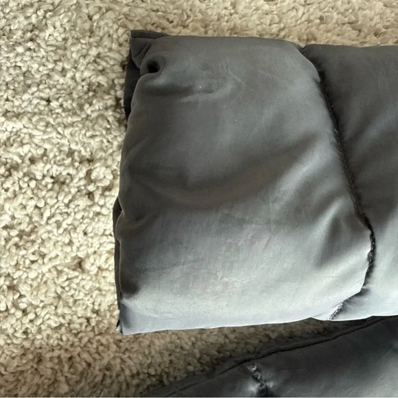 Lands’ End Gray/Blue Long Down Puffer Coat Hooded Winter Parka Women M 10-12 - Picture 4 of 11